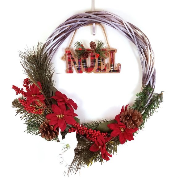 Hand Crafted Other - Winter Holiday Wreath Noel Christmas Blessings for Door, Wall or Window NEW